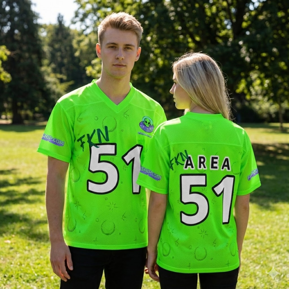"FKN 51" Neon Green Graphic Sports Jersey