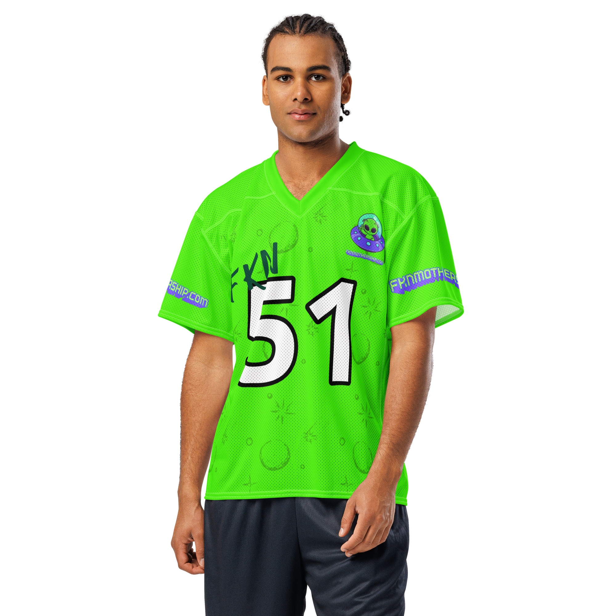 "FKN 51" Neon Green Graphic Sports Jersey