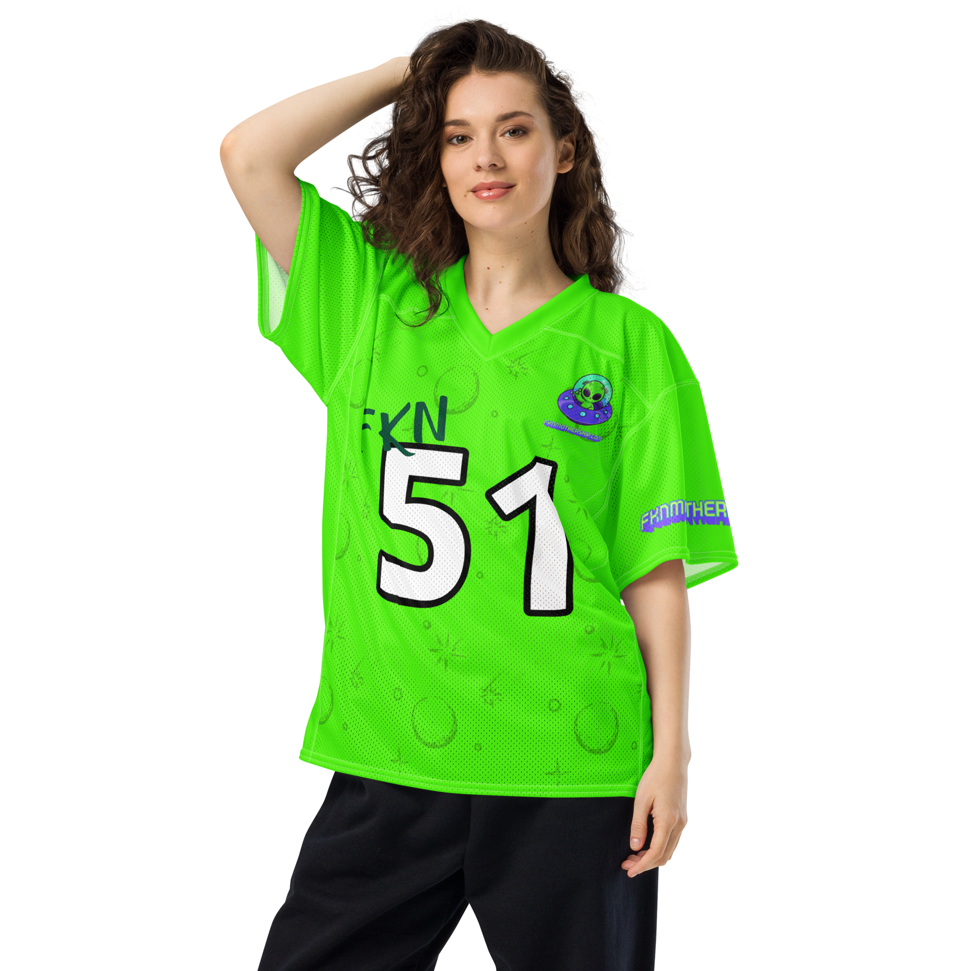 "FKN 51" Neon Green Graphic Sports Jersey