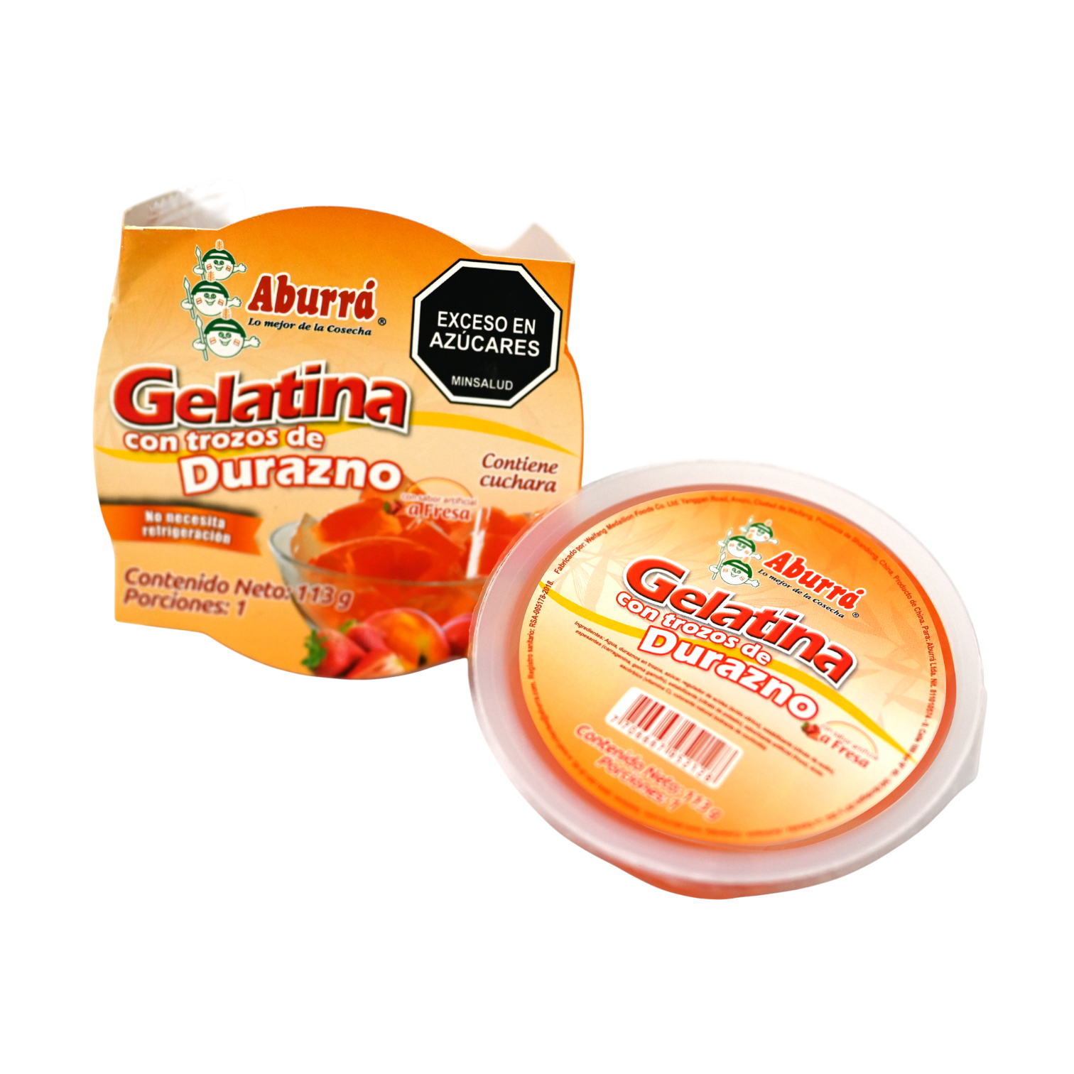 GELATINA EN TROZOS DE DURAZNO DISPLAY 4 UNIDADES 452G