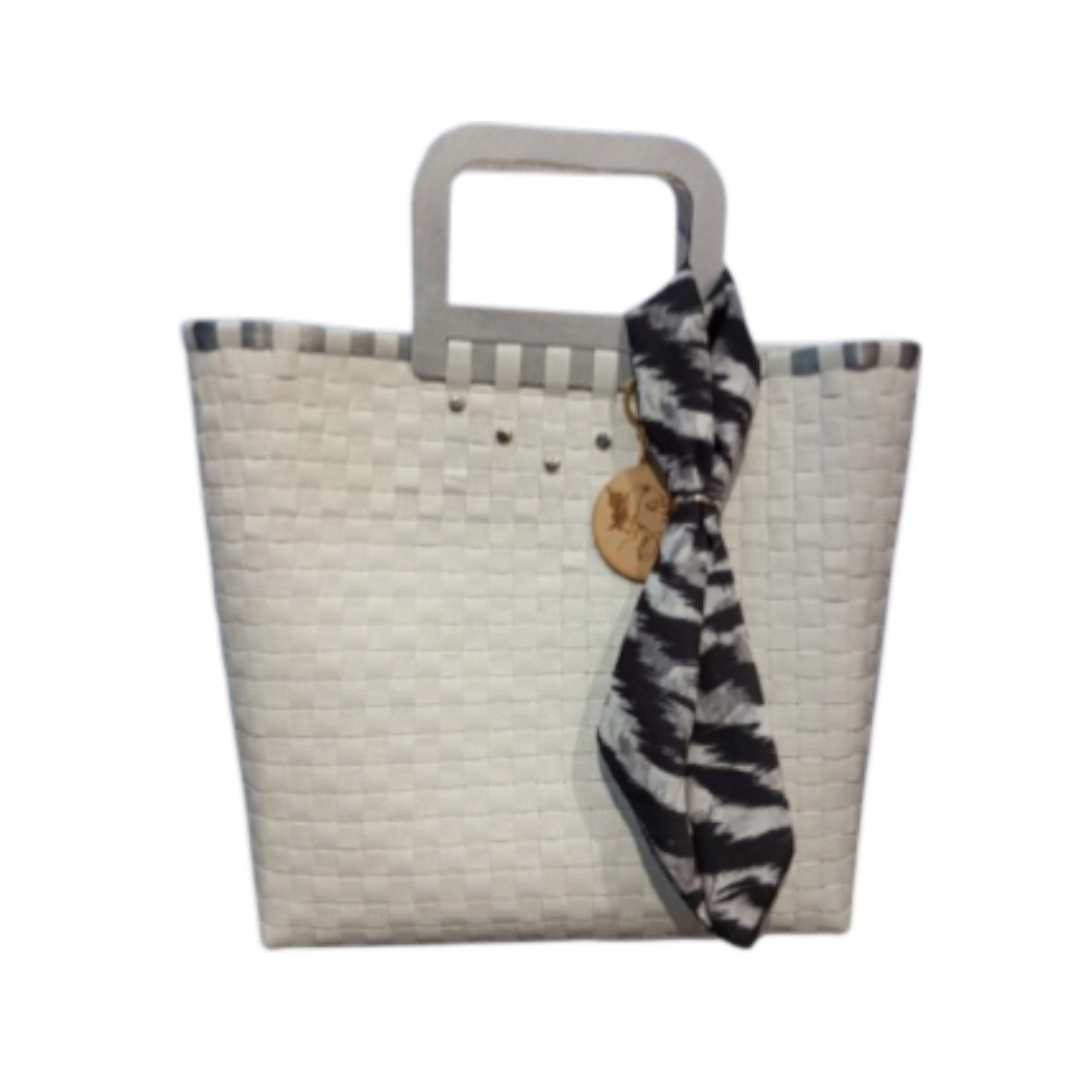BOLSO TRENZADO BLANCO CON GRIS