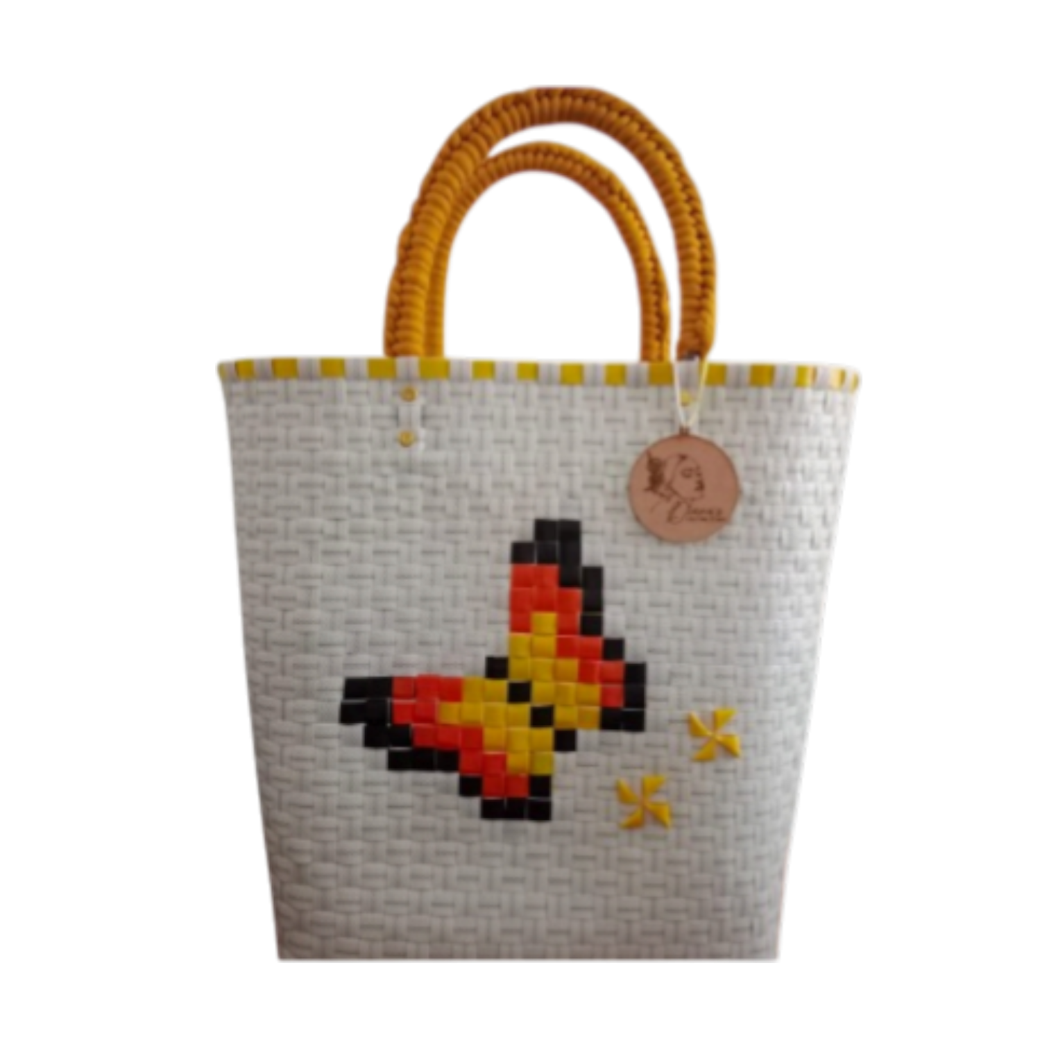 BOLSO DE CANASTO CON MARIPOSA