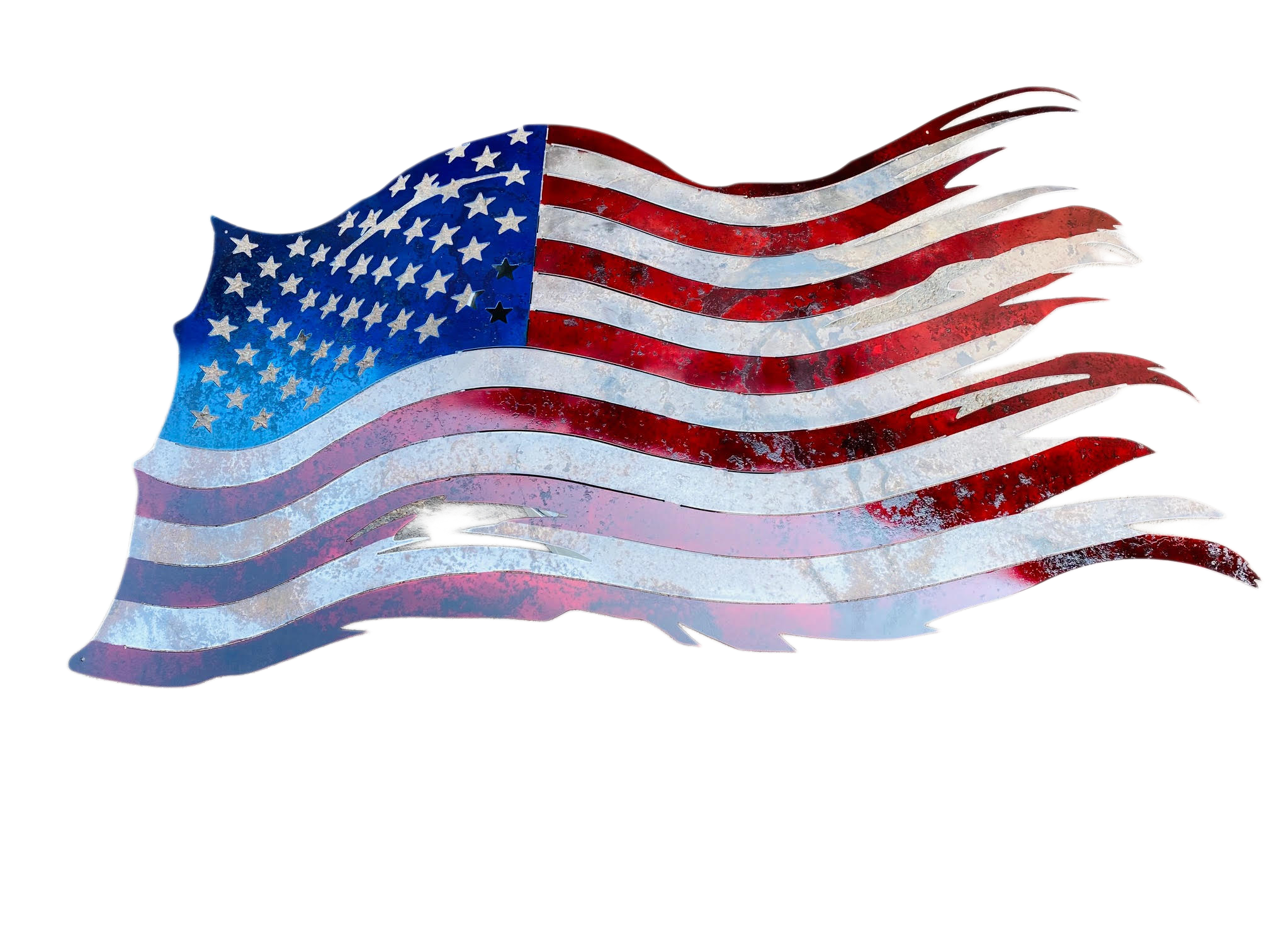 18" Distressed American Flag Metal Wall Art