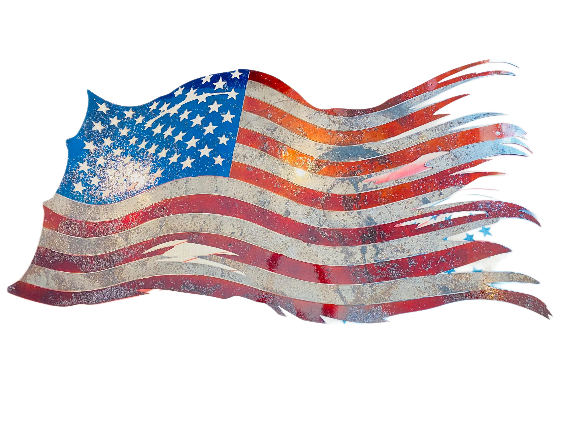 36" Distressed American Flag Metal Wall Art