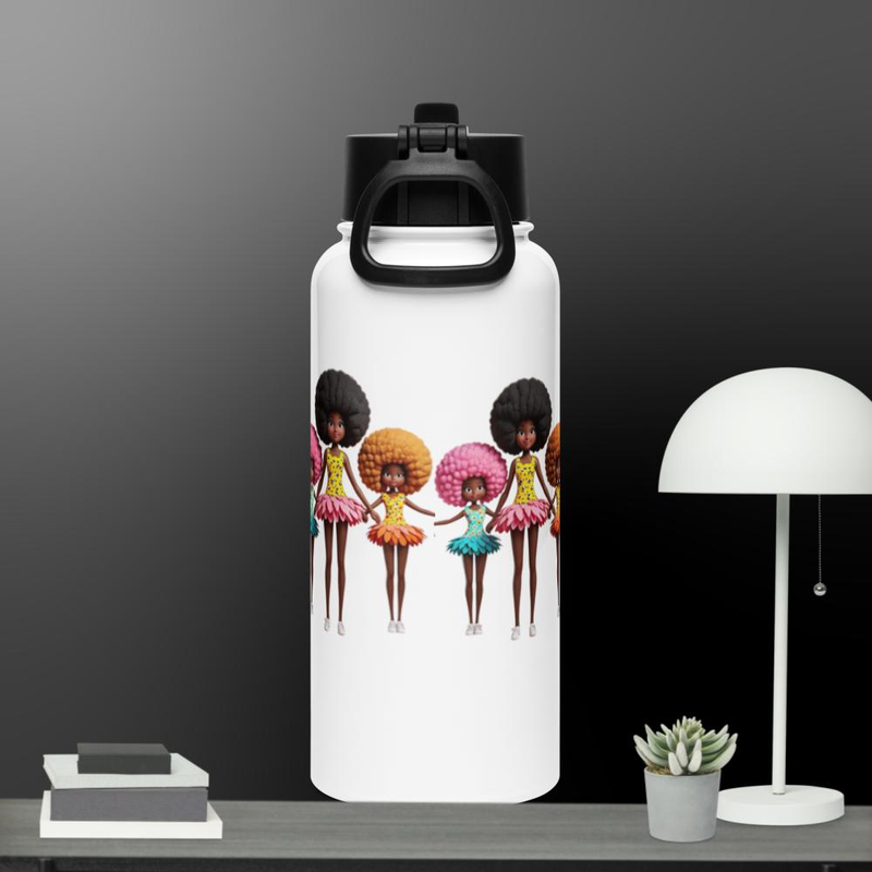 Stainless steel water bottle with a straw lid