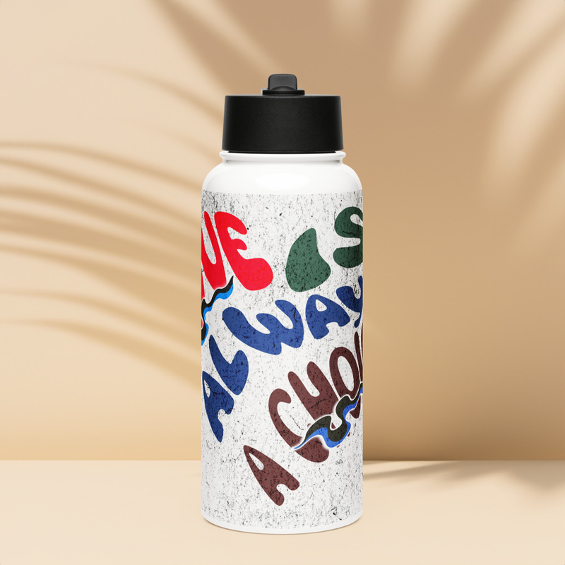 Stainless steel water bottle with a straw lid