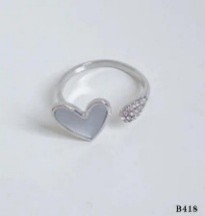 E062 ANILLO Anillo en forma de corazón de amor de plata B418