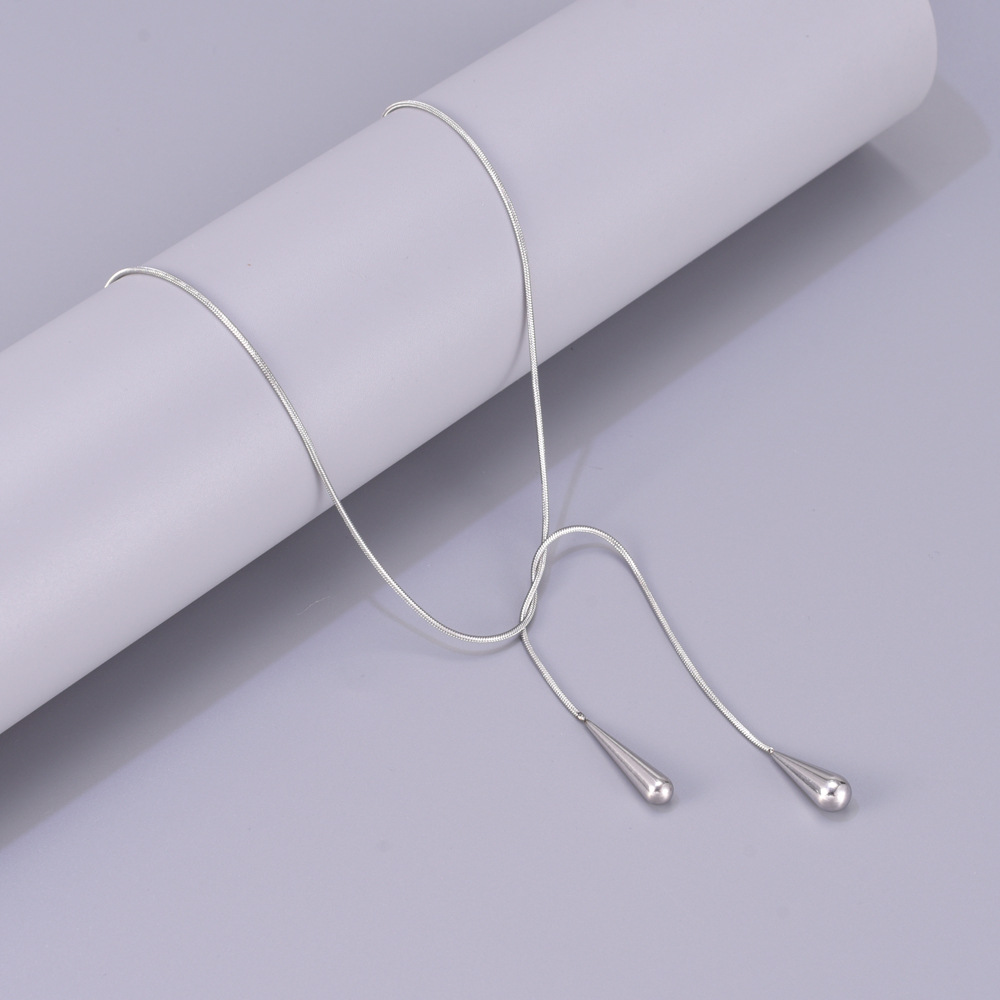 COLLAR Dos gotas de agua Cadena de serpiente-Color acero