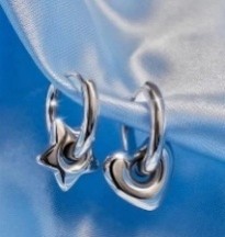 E096 ARETES Aguja de plata 23 #--Pendientes asimétricos