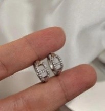 E099 ARETES Pendientes de Nariz de cerdo con microincrustaciones de plata a-619