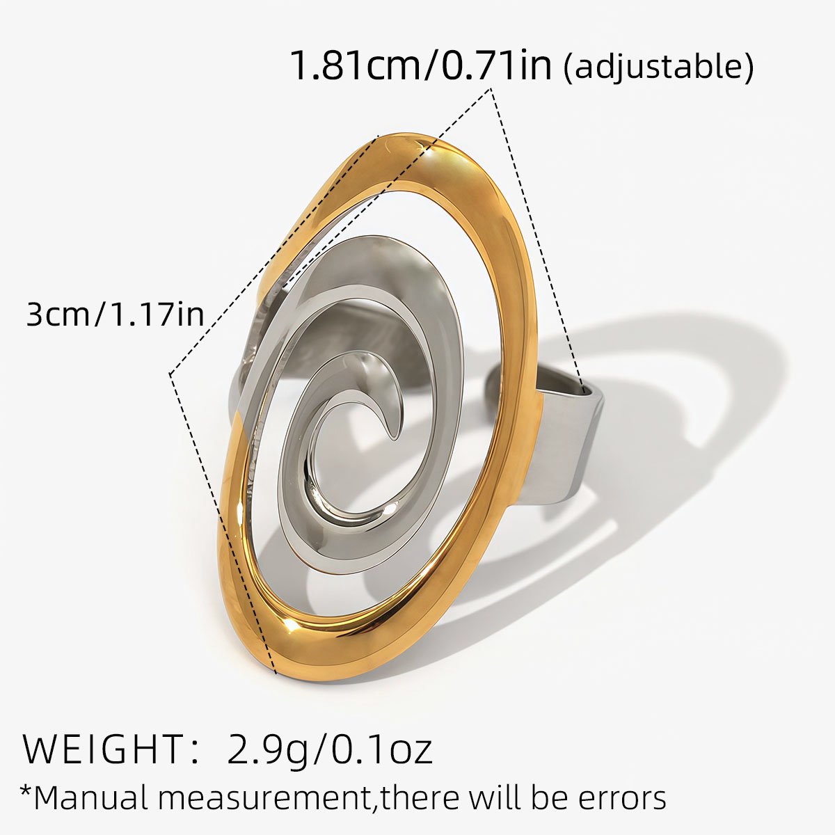 ANILLO Color oro y plata|Ajustable|1 Pieza