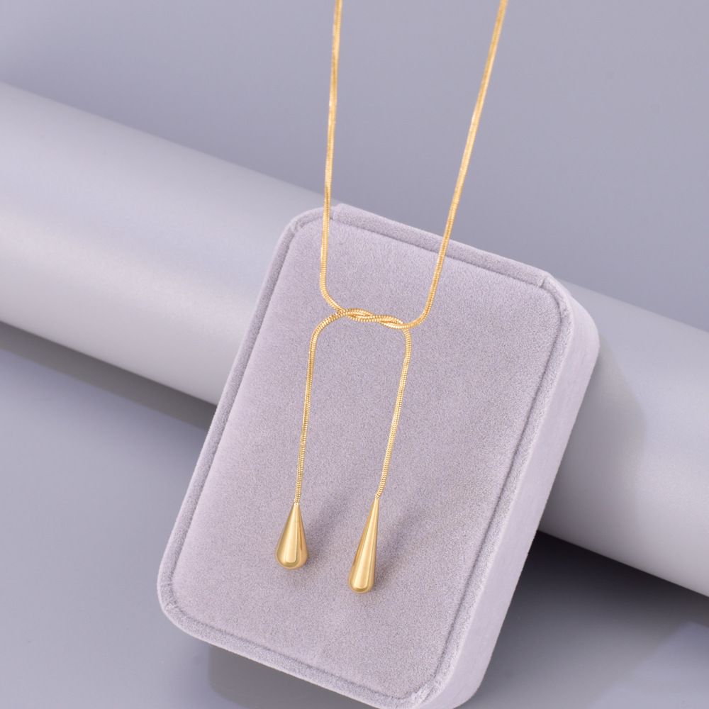 COLLAR Dos gotas de agua Cadena de serpiente-oro