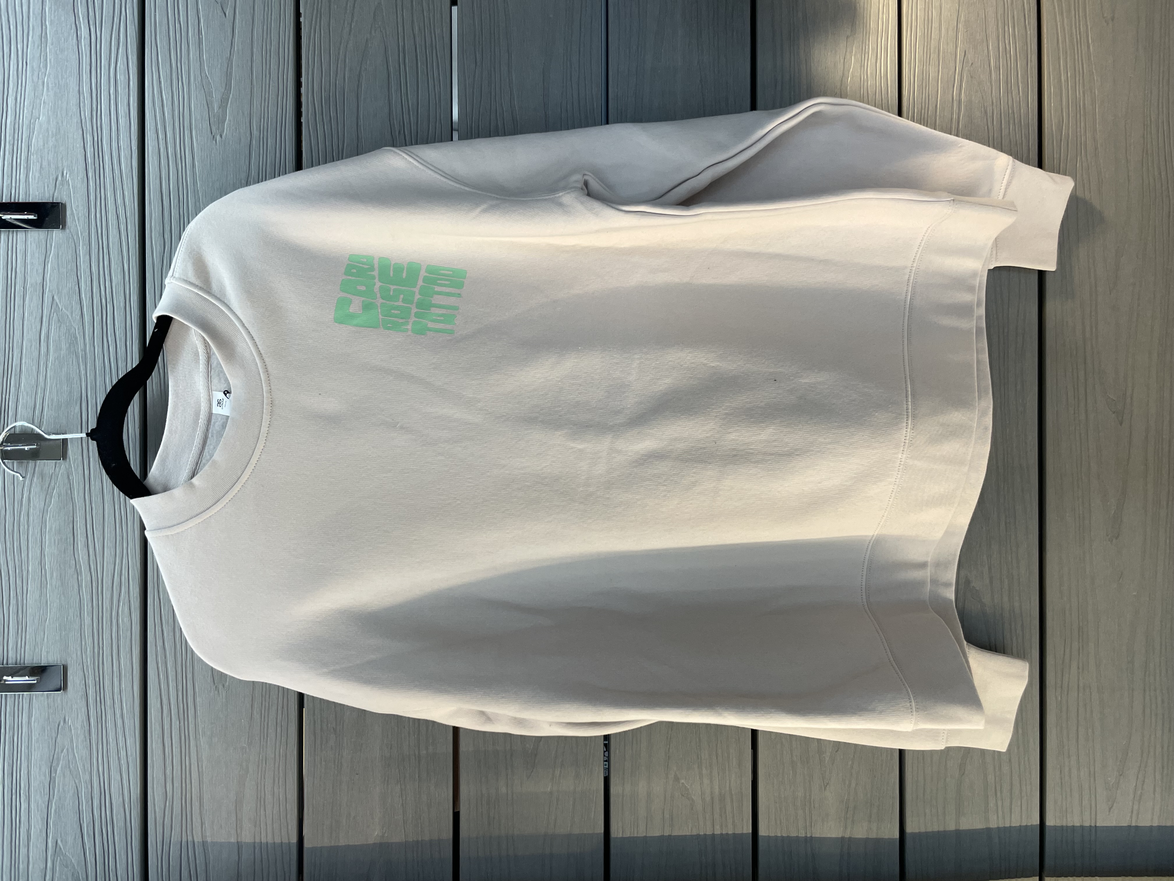CRT - White Crewneck Sweatshirt Green and gold