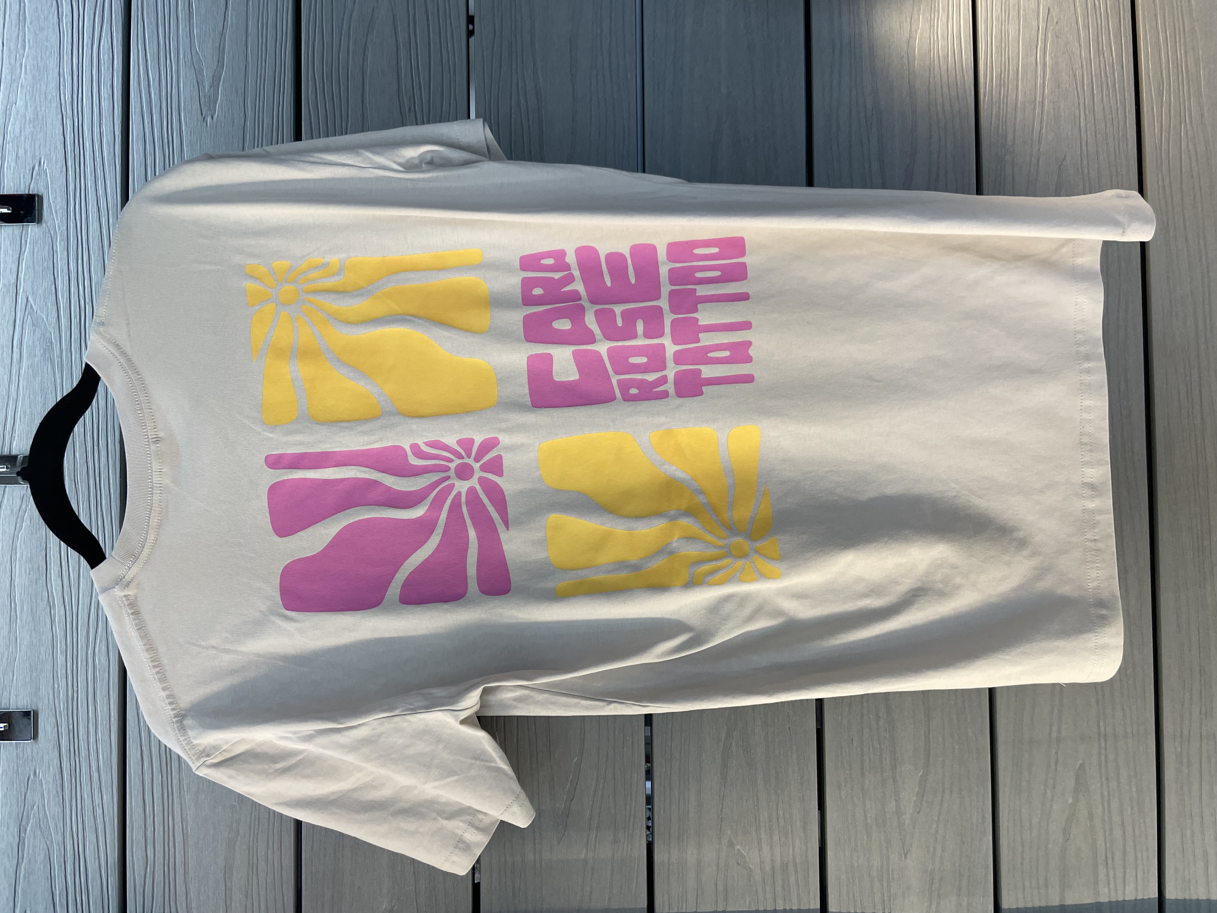 CRT - Pink and Gold on Cream Tee