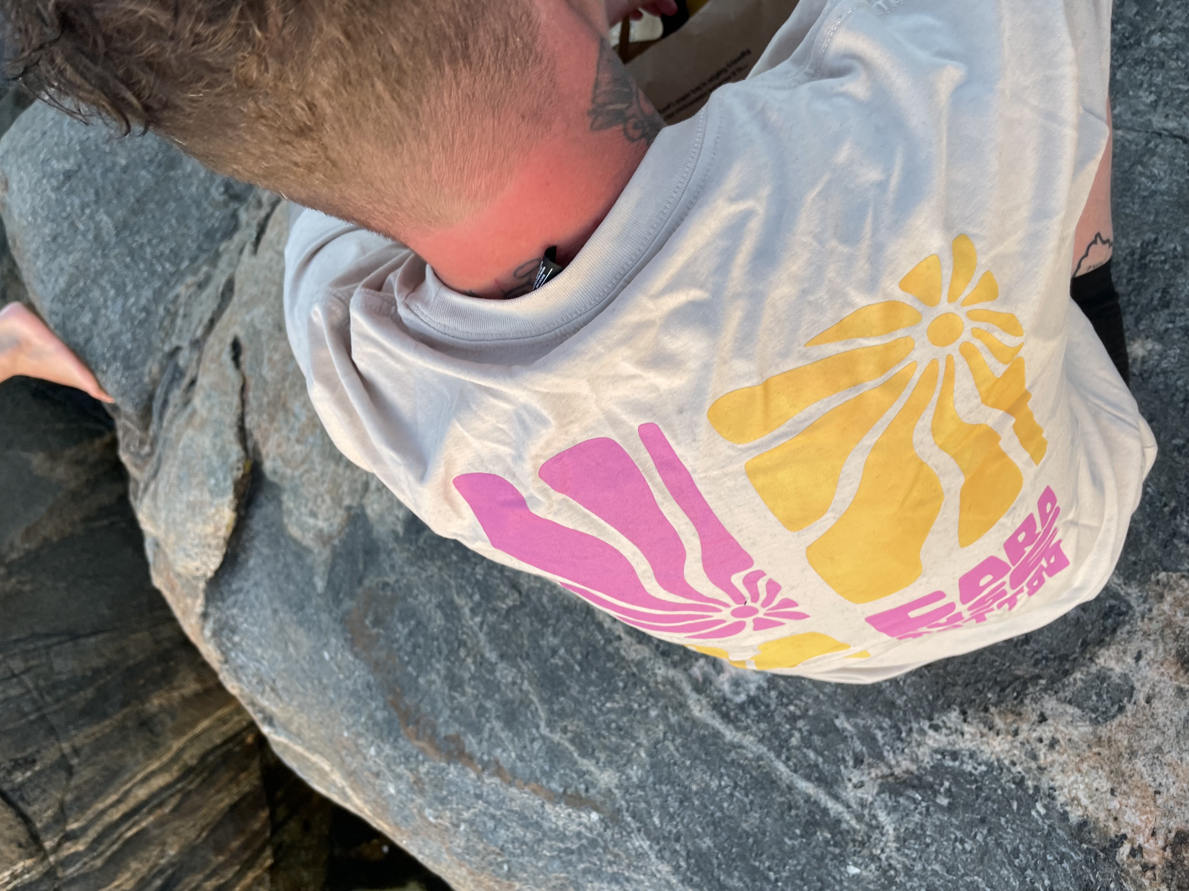 CRT - Pink and Gold on Cream Tee