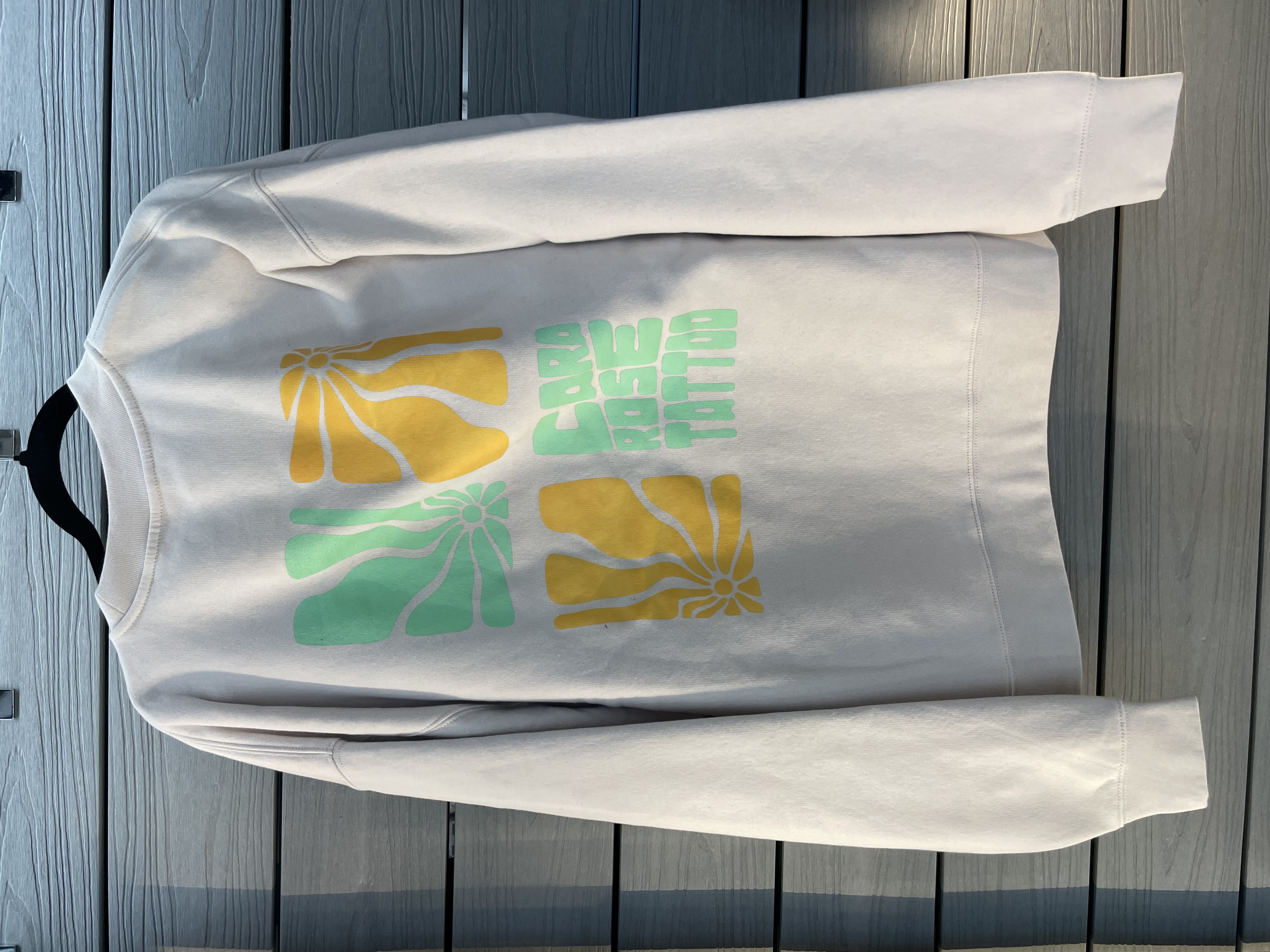 CRT - White Crewneck Sweatshirt Green and gold