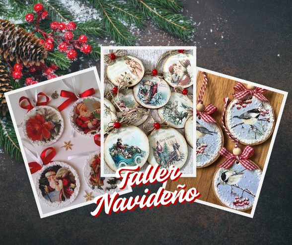 🎄 Taller Navideño: Mini Adornos Navideños en MDF / 3 figuras distintas (bota, gorro, campana, esfera) + 1 posavasos decorativo
