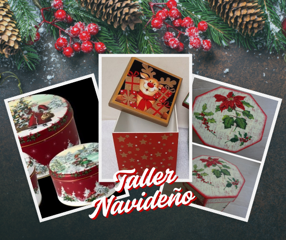 🎄Taller Navideño: Caja de cartón o lata de galletas decorativa con diseños navideños