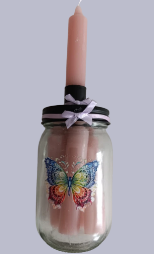 Kerzenglas mit integriertem Kerzenhalter