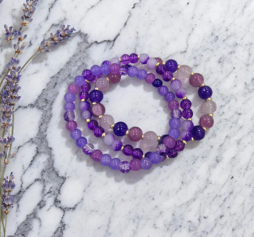 Purple Beaded Bracelet Set