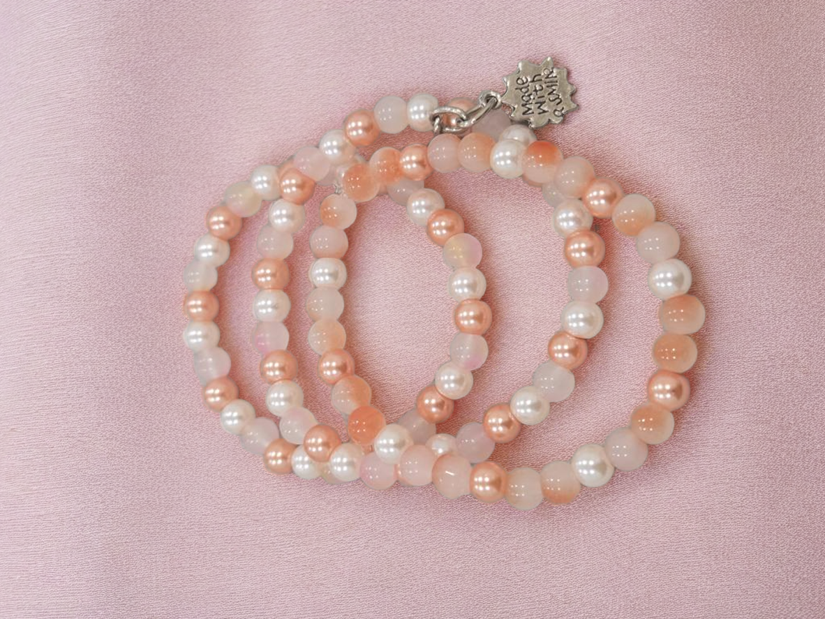 Pink and White Beaded Bracelet