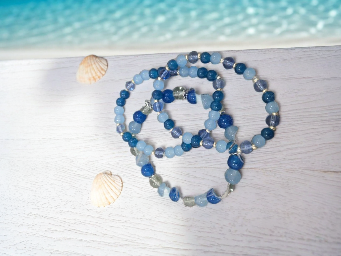 Blue Beaded Bracelet Set