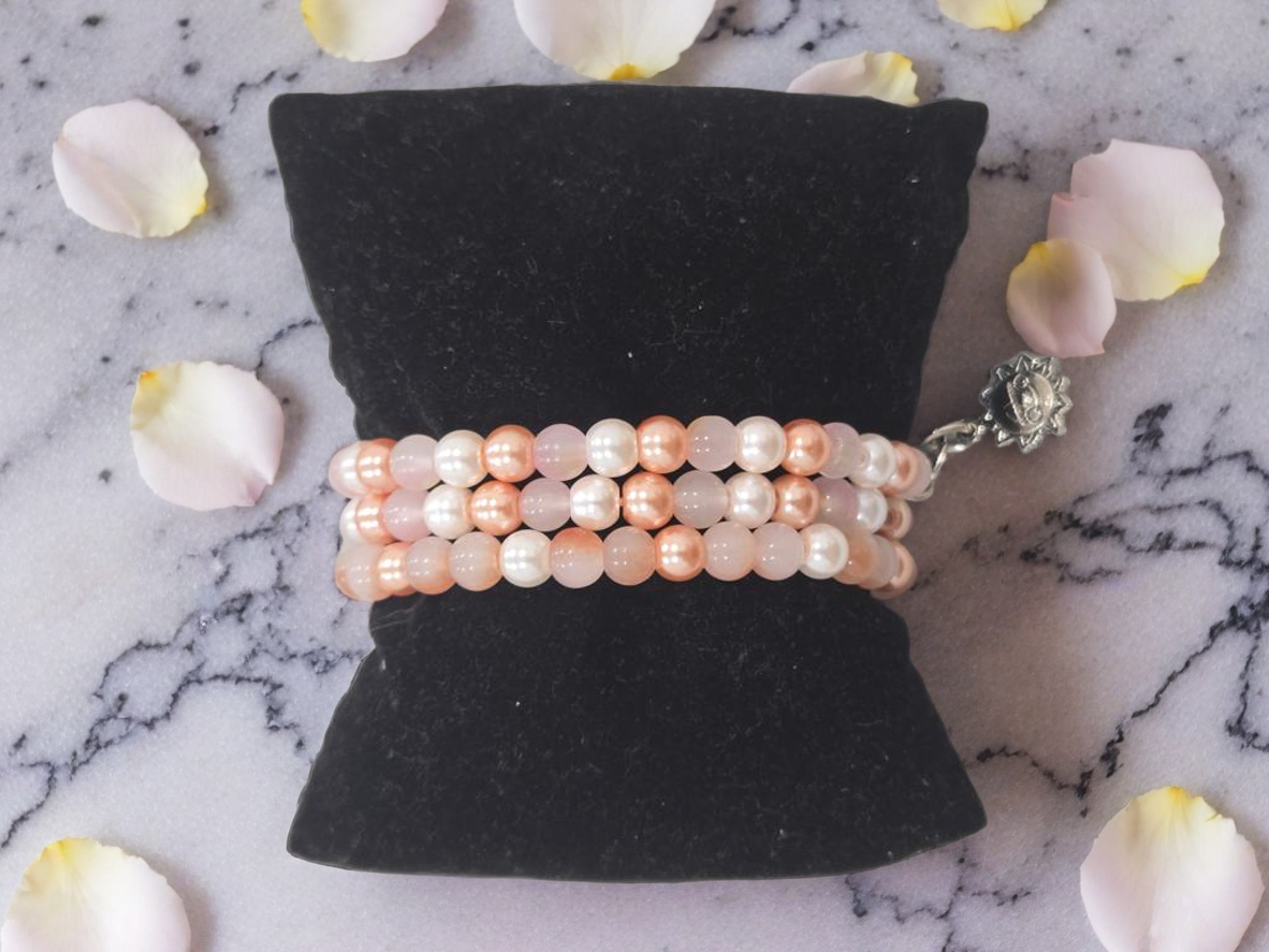 Pink and White Beaded Bracelet