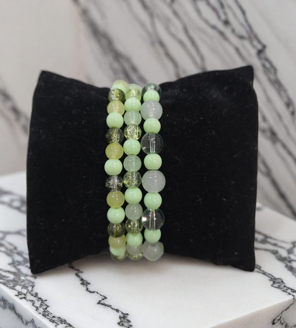 Green Beaded Bracelet Set