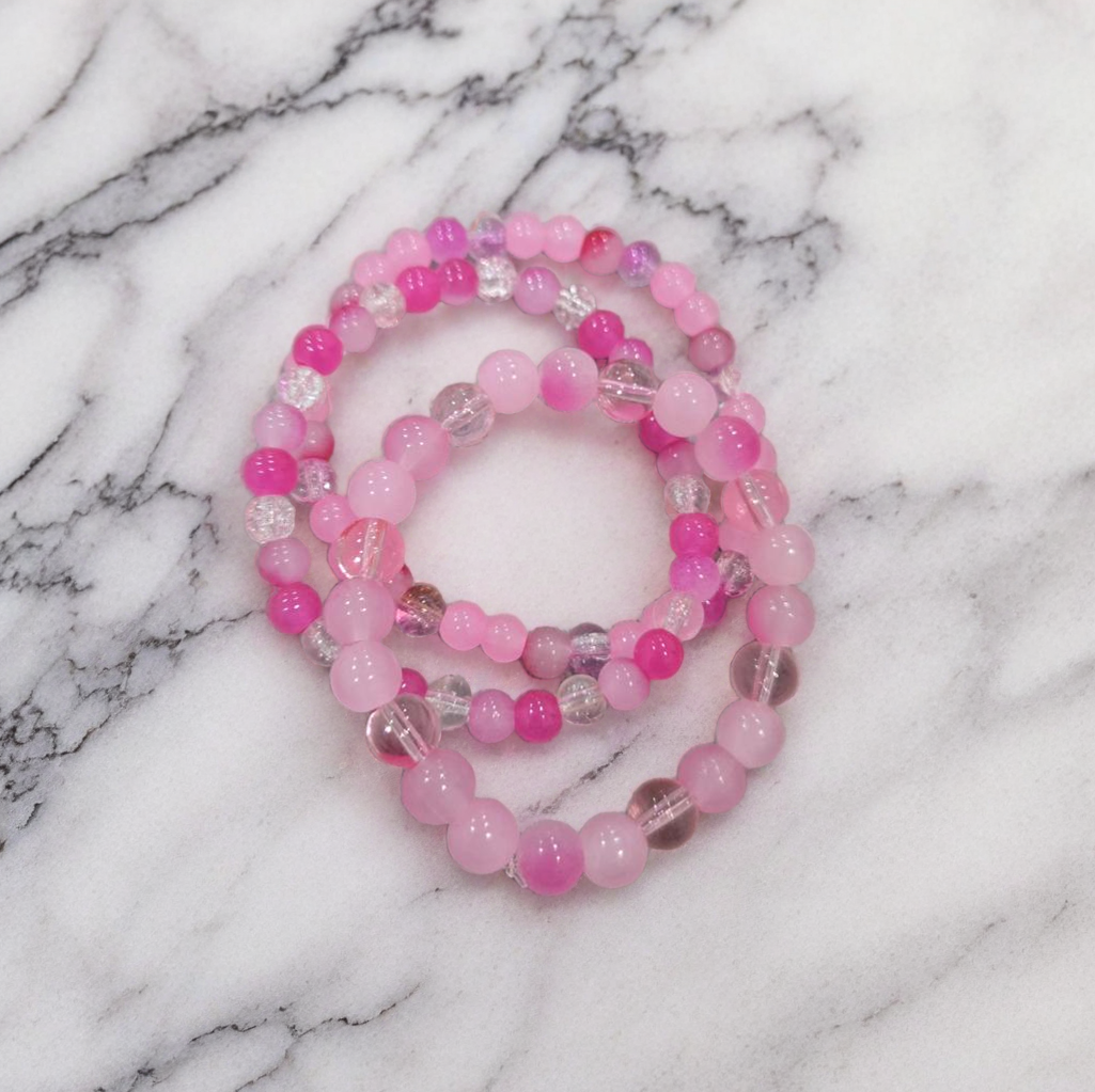 Pink Beaded Bracelet Set