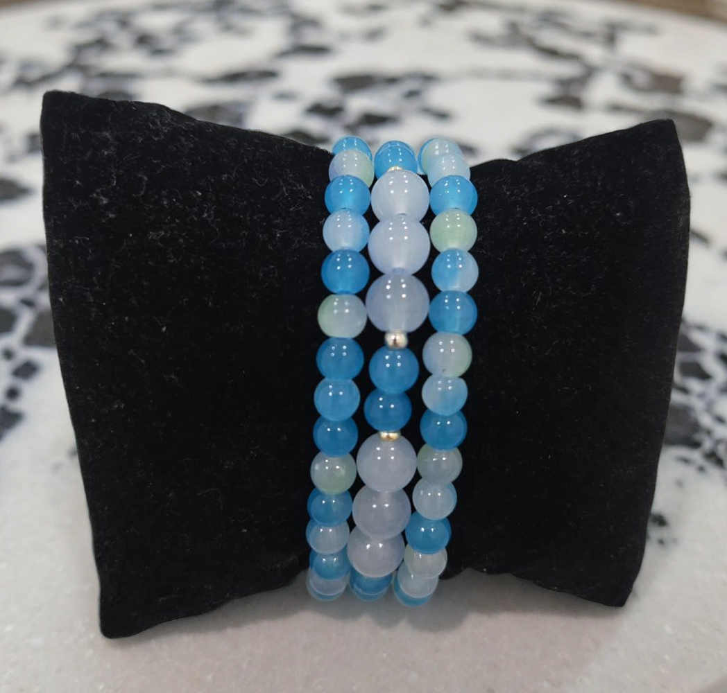 Blue and White Beaded Bracelet