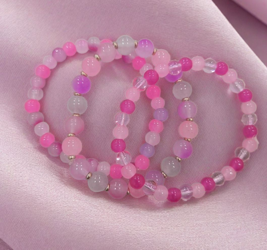 Pink Beaded Bracelet Set