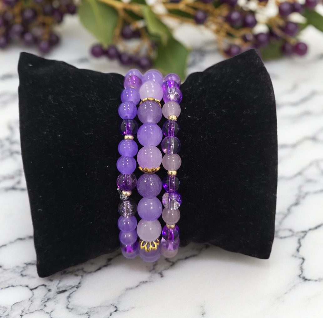 Purple Beaded Bracelet Set