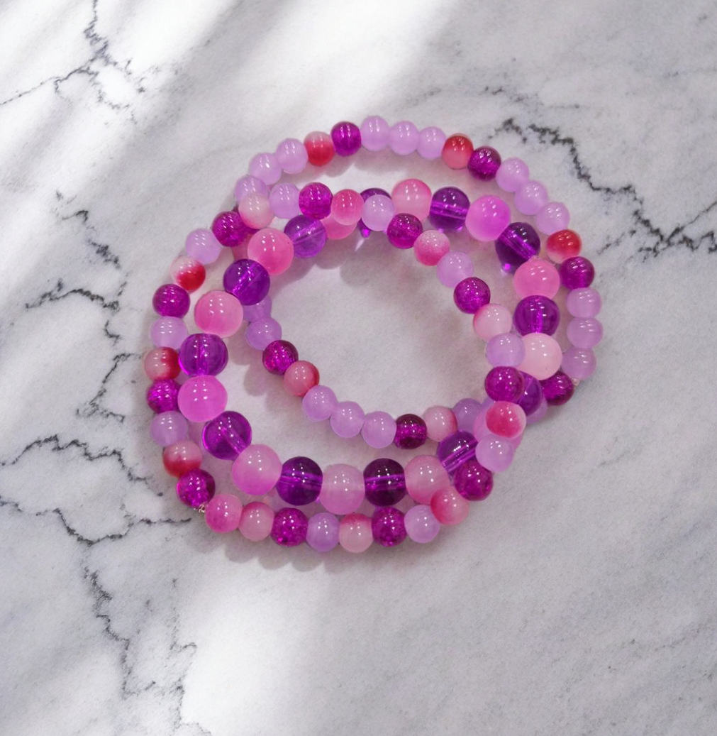 Pink Beaded Bracelet Set