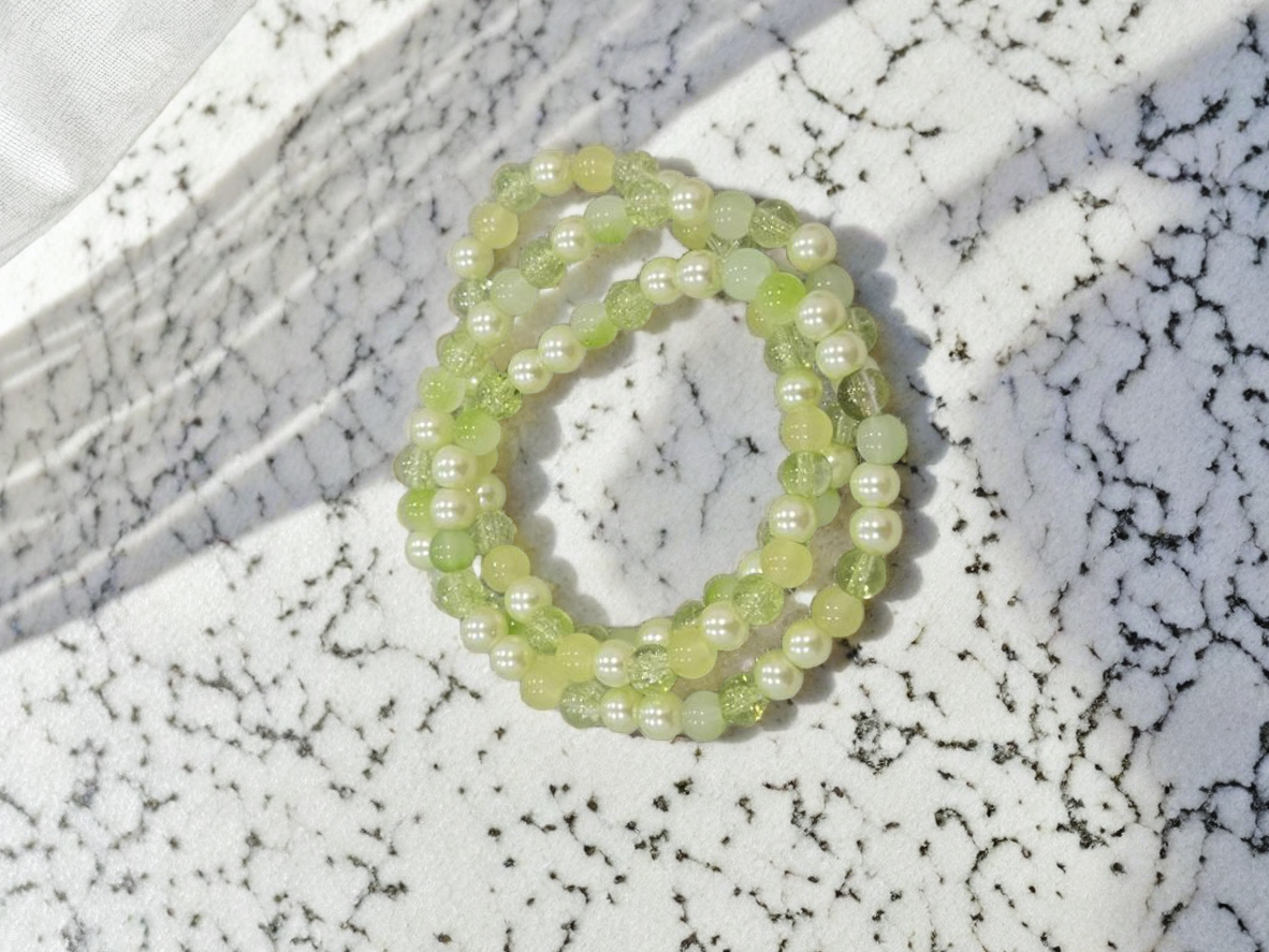 Green Beaded Bracelet Set