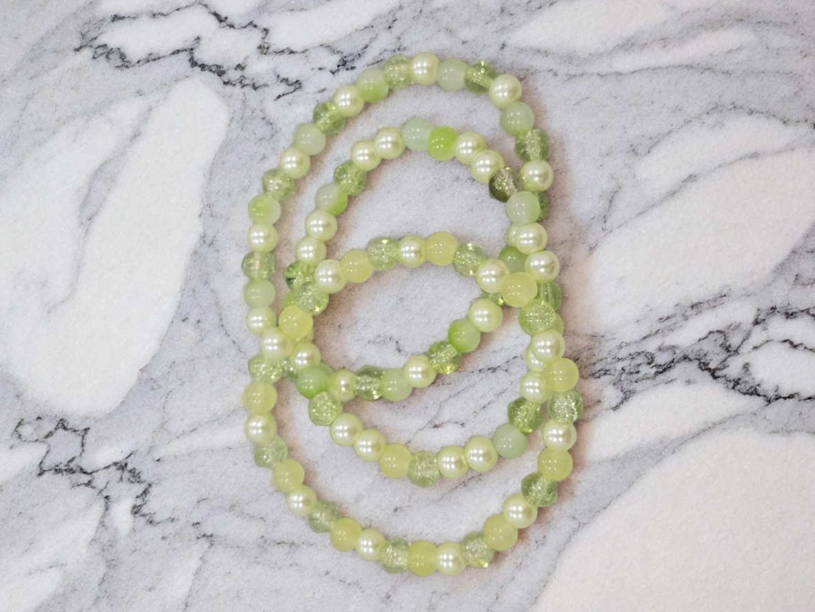 Green Beaded Bracelet Set