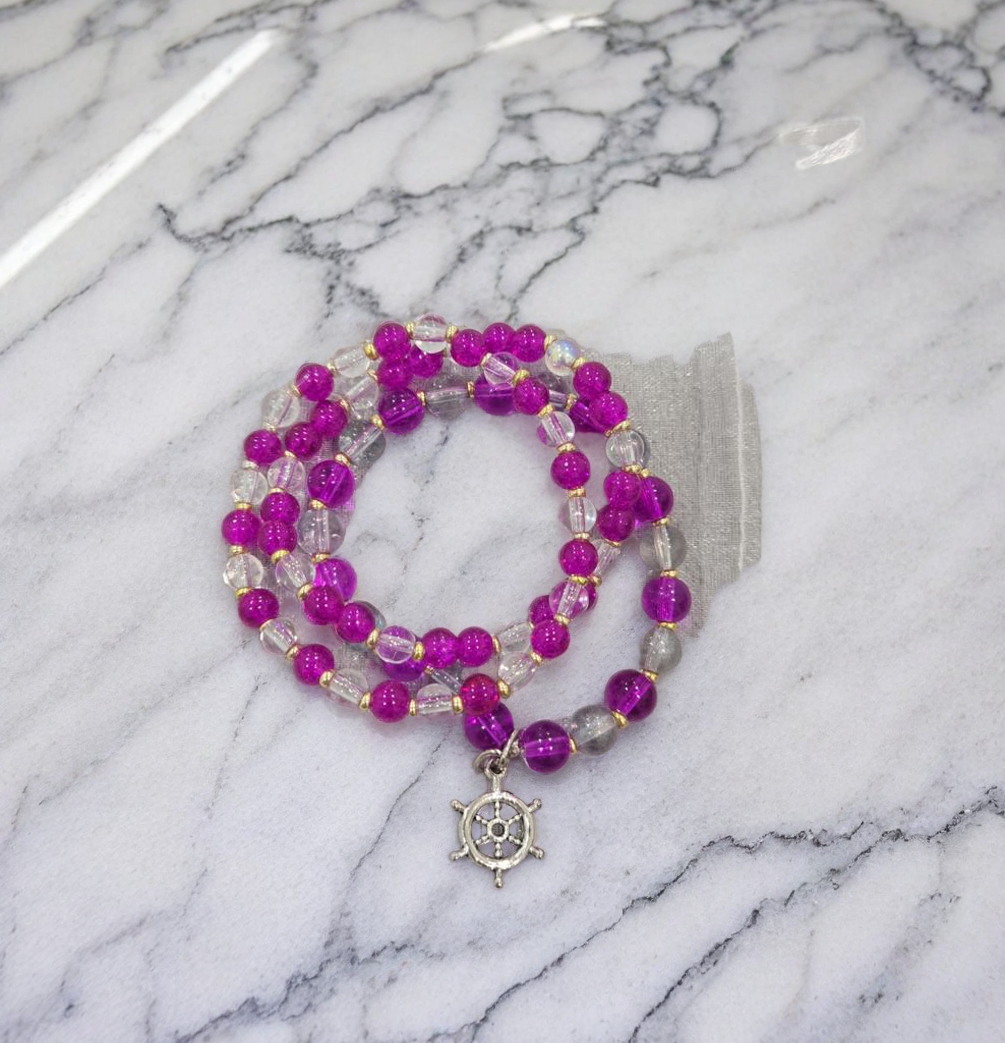 Purple Beaded Wrap Bracelet