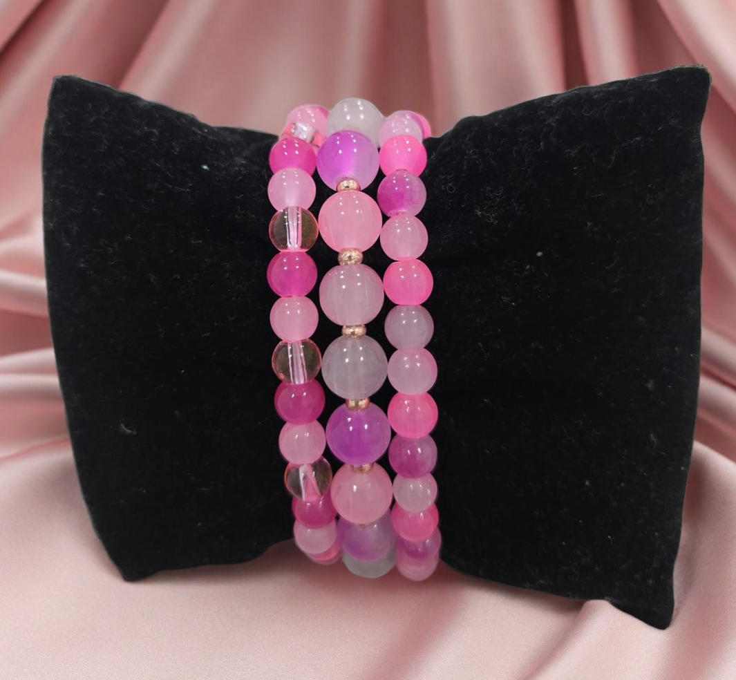 Pink Beaded Bracelet Set