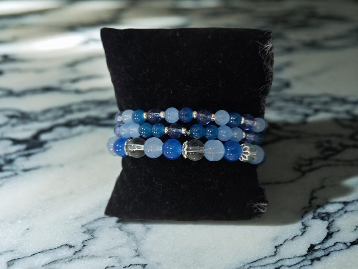 Blue Beaded Bracelet Set