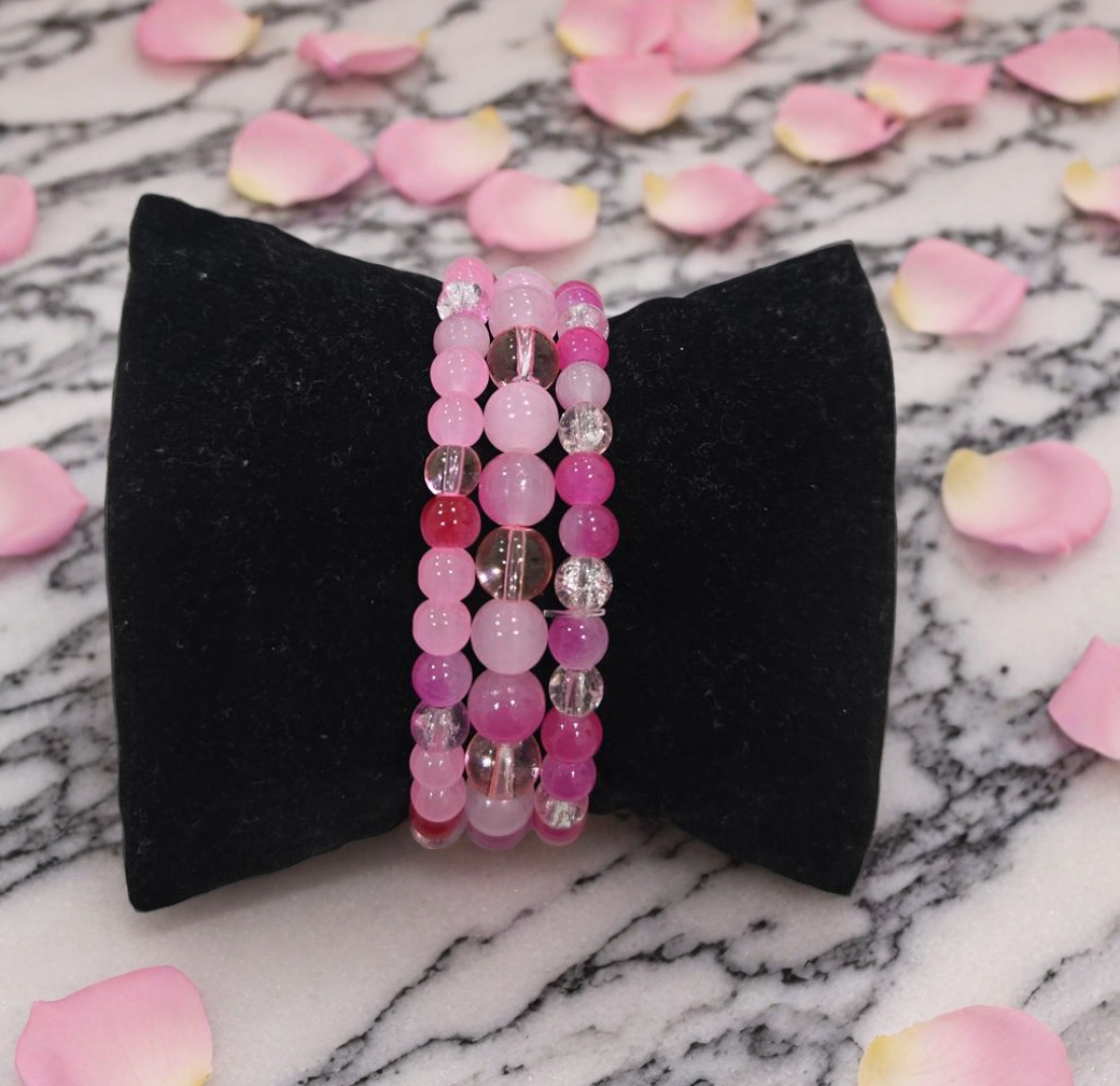 Pink Beaded Bracelet Set