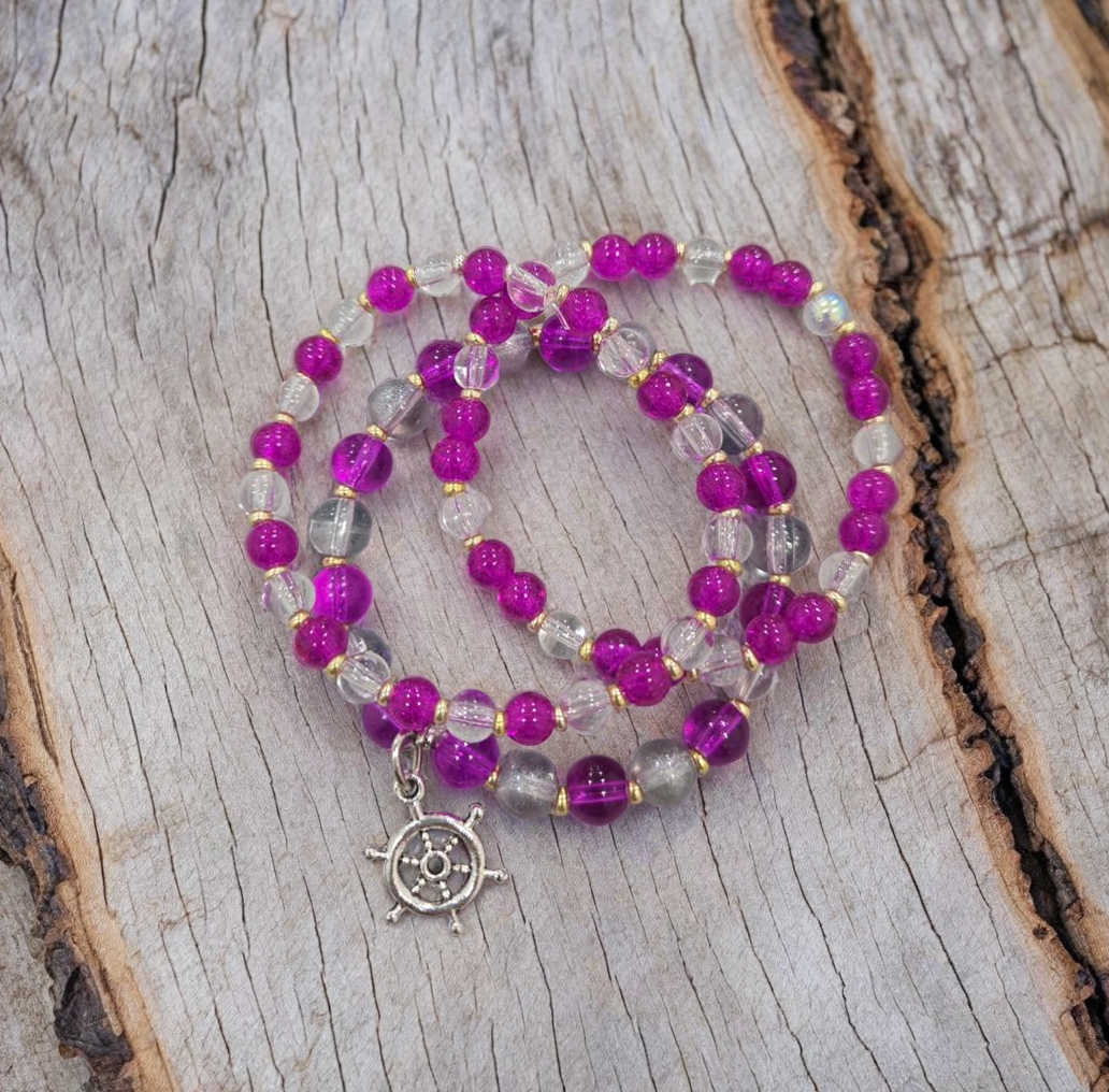 Purple Beaded Wrap Bracelet