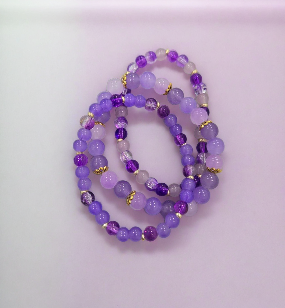 Purple Beaded Bracelet Set