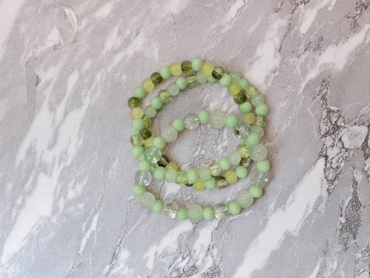 Green Beaded Bracelet Set