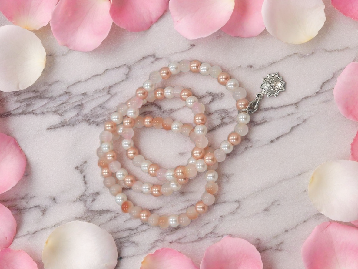 Pink and White Beaded Bracelet