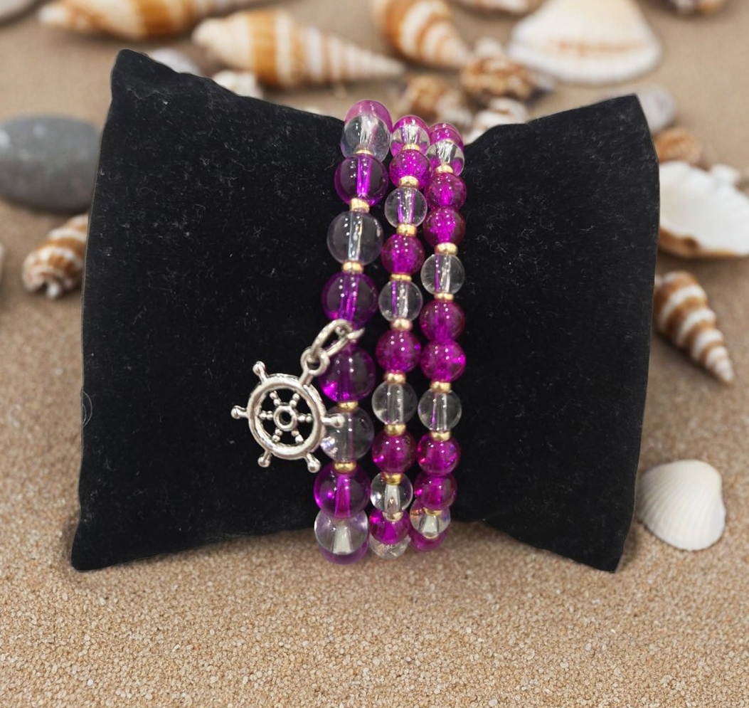 Purple Beaded Wrap Bracelet