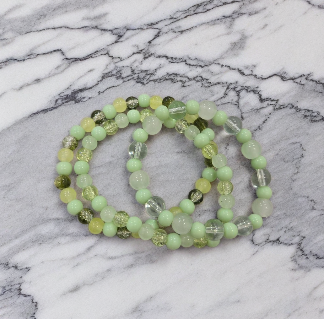 Green Beaded Bracelet Set