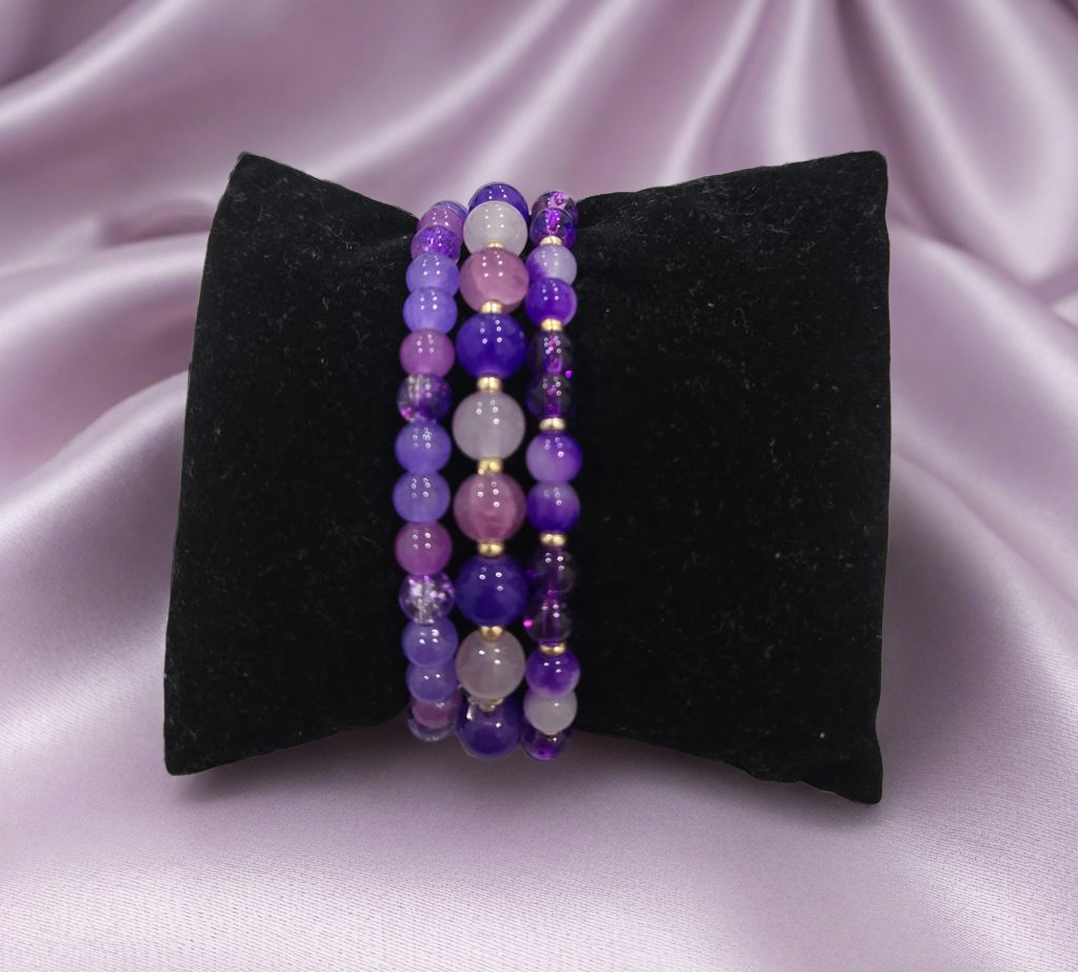 Purple Beaded Bracelet Set