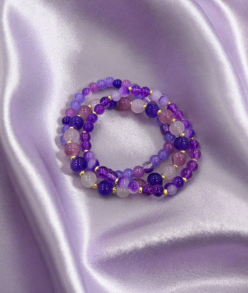 Purple Beaded Bracelet Set
