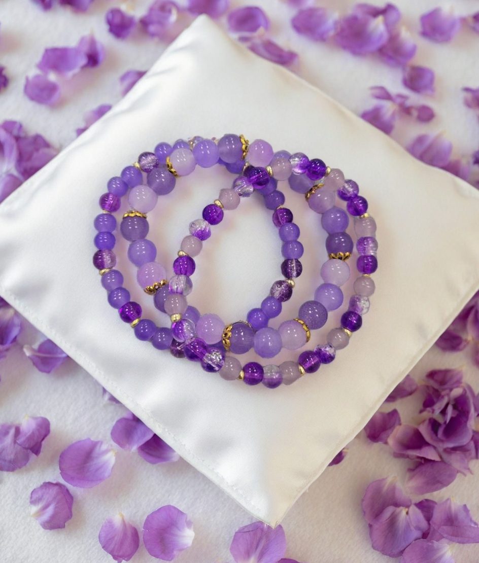 Purple Beaded Bracelet Set