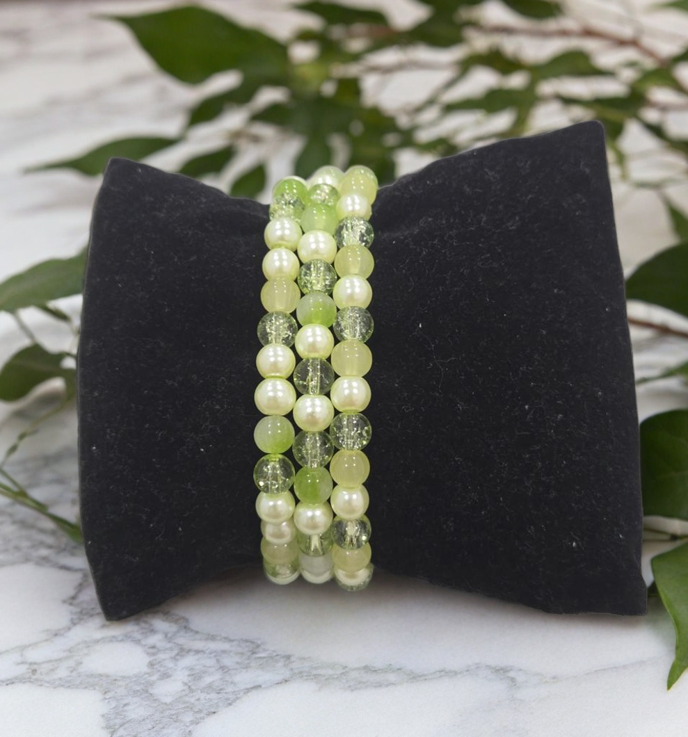 Green Beaded Bracelet Set