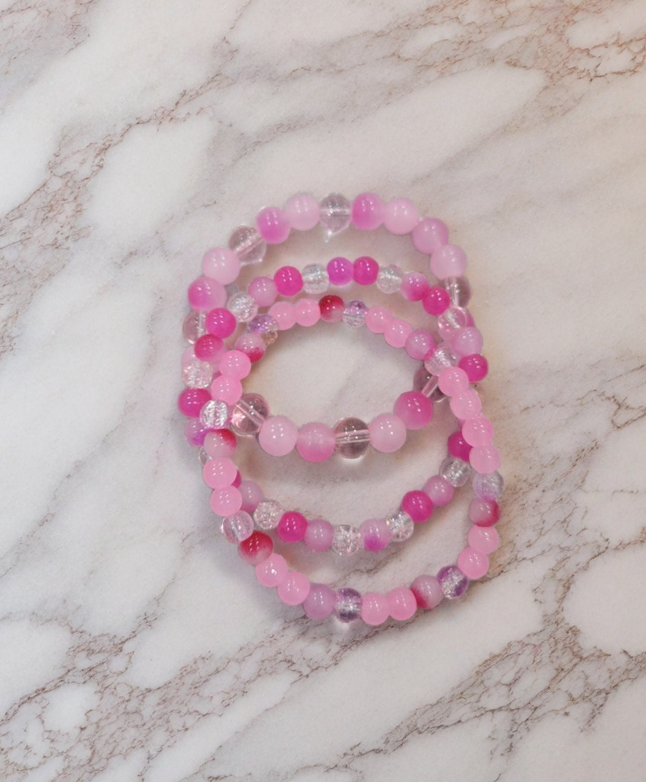 Pink Beaded Bracelet Set